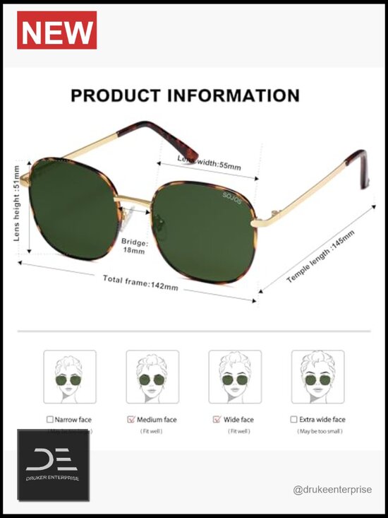 Classic Trendy Square Sunglasses with UV400 Protection main image 4